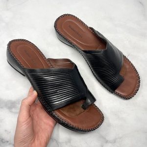 Naturalizer Genuine Leather Toe-Loop Molded Comfort Flat Wedge Sandals Boho 9